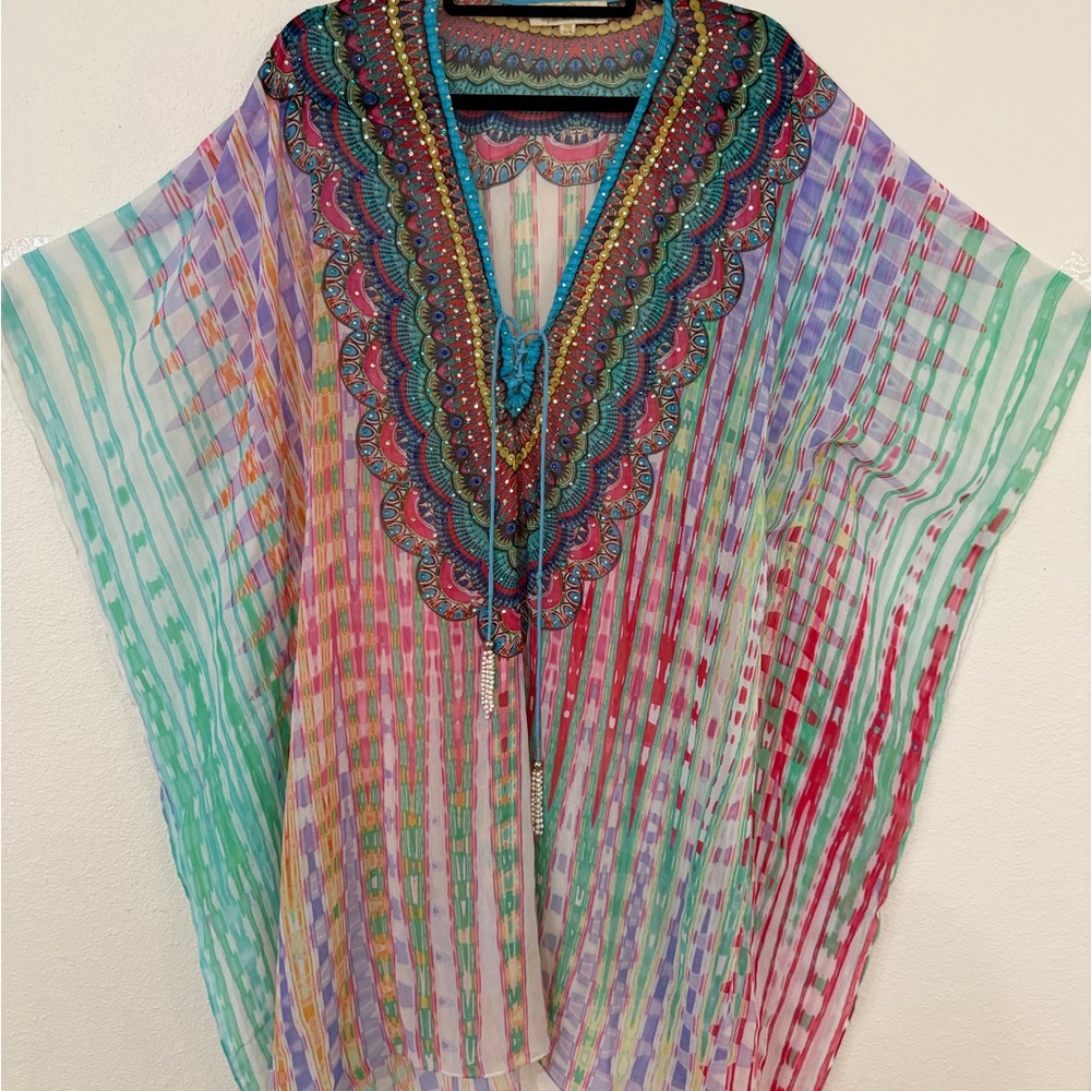 Multicolor Sheer Swim Coverup